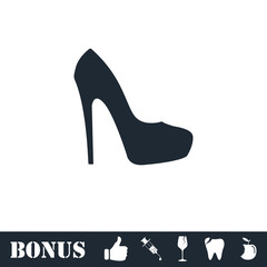 Woman shoes icon flat