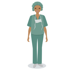 Medical nurse isolated on white background. Vector image.