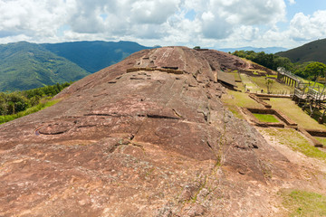 Traces and remnants of an ancient civilization. Archaeological site of El Fuerte de Samaipata, Bolivia