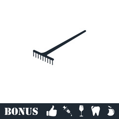 Rake icon flat