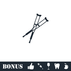 Crutches icon flat