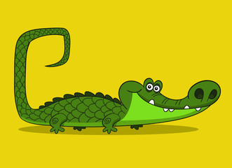 Modern cartoon green alligator