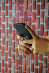 Smartphone photography in woman hand close up view