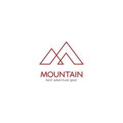 Triangle geometric mountain adventure logo, simple line monoline style mountain logo