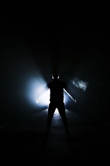 silhouette of a man with light backlight