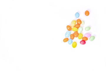 Candy eggs with white background 