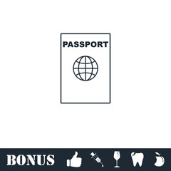 Passport line icon flat