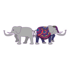 grey elephant icon cartoon isolated