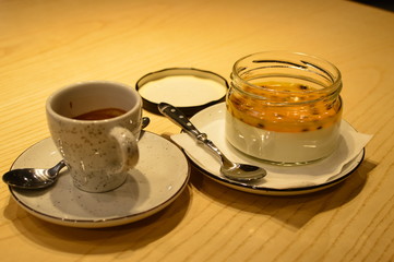 Coffee and tea with sweets