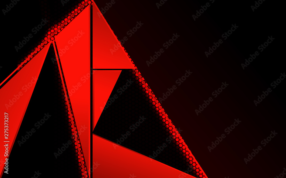 Poster abstract 3d metallic red and black frame layout design tech innovation concept geometric background.