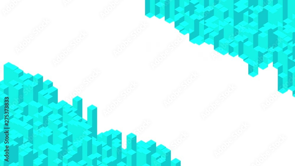 Poster cube box square bar 3d virtual isometric shuffle wave pattern, blockchain technology concept design 