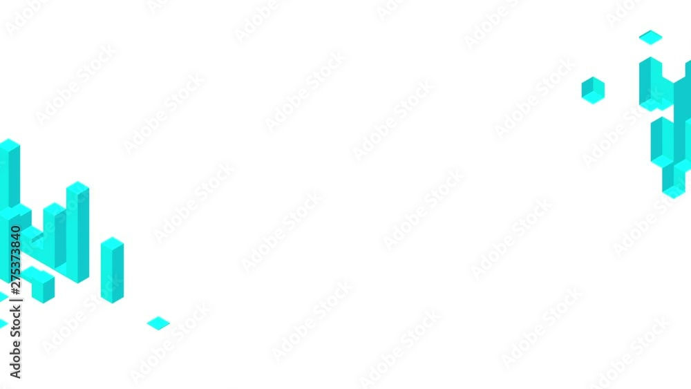 Poster cube box square bar 3d virtual isometric shuffle wave pattern, blockchain technology concept design 