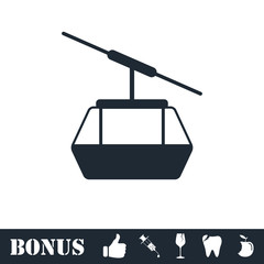 Fototapeta premium Ropeway cabines icon flat