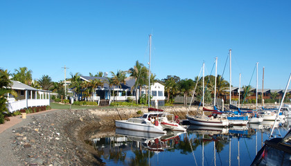   Tropical Marina Landscape View. Tin Can Bay.