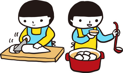 The children are enjoying the food.