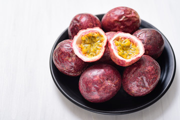 Fresh passion fruit, tropical and healthy fruit