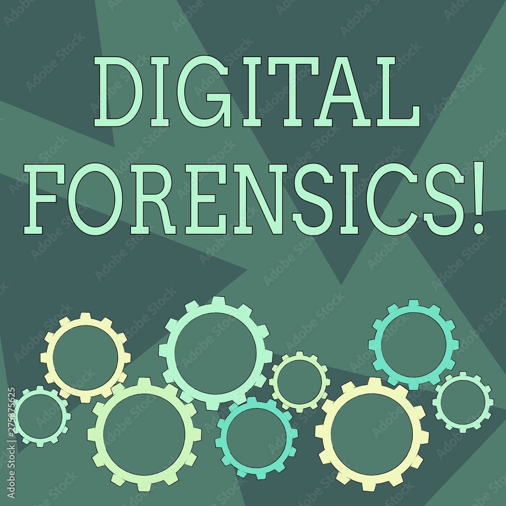 Poster conceptual hand writing showing digital forensics. concept meaning investigation of material found i