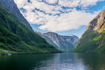 Naklejka na ściany i meble Naeroyfjorden in beautiful summer season, Norway.