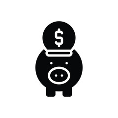 Black solid icon for banking piggy