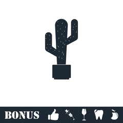 Cactus icon flat