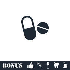 Pills icon flat