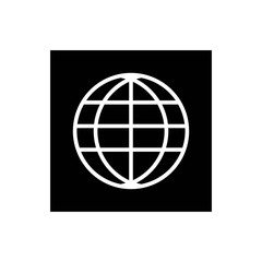 World icon in negative space black vector. Internet network pictogram symbol in monochrome color. Black silhouettes of globe and earth.- vector