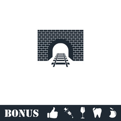 Railway tunnel icon flat