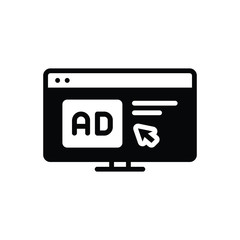 Black solid icon for click ad 
