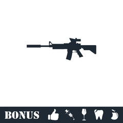 Assault carbine icon flat
