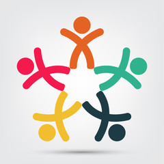 meeting room people logo.group of four persons in circle Isolate On White Background,Vector Illustration