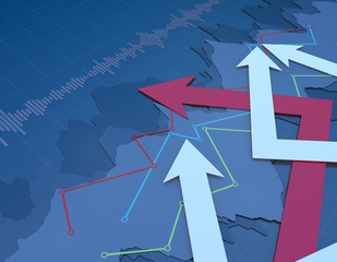 Fototapeta premium Financial stock market chart, career success arrow with statistic chart