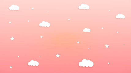 Fototapeta premium Abstract kawaii Sweet Colorful Cloud and star background. Soft gradient pastel Comic graphic. Concept for wedding card design or presentation
