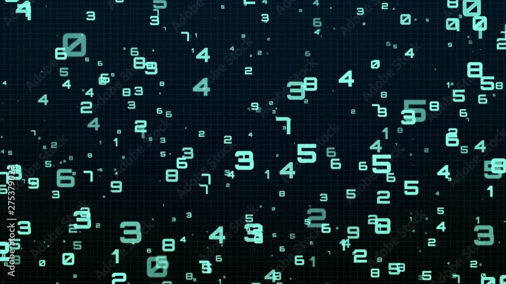 Leinwandbilder Digital Data Binary Code Number Fall Down Gravity Technology. Abstract Futuristic Array Display For Scifi Information On Grid Background.