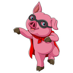 superhero cute pig cartoon