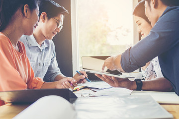 Business meeting concept; Business people and staff meeting in office to briefing strategy...