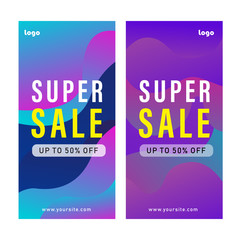 set of promotion banner template design with abstract geometric shape background