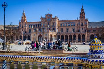 Interesting sketches on the Plaza of Spain.Seville. Andalusia. Spain