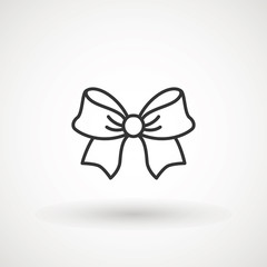 Naklejka premium Ribbon Bow Vector Icon. Black gift bow silhouette. Template design for surprise, celebration event, presents, birthday, Christmas