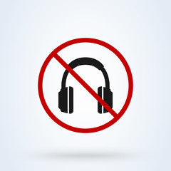 No headphones Simple vector modern icon. Forbidden design illustration.