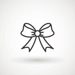 Ribbon Bow Vector Icon. Black gift bow silhouette. Template design for surprise, celebration event, presents, birthday, Christmas