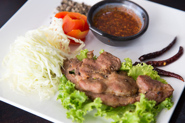 Steak Pork with Thai Spicy Sauce