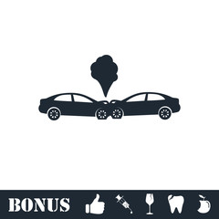 Car accident icon flat