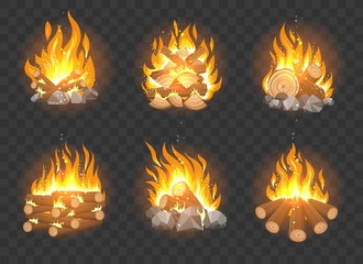 Wooden campfire set