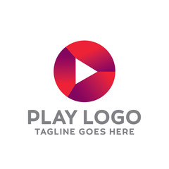Play Logo For Technology Design With Colorful Style Concept. Digital Logo Company with Media  Player Concept. Triangle and Gradient Symbols. Movie Icon for Business, website, Studio, Media, Internet.
