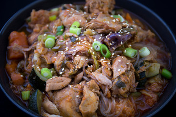 Korean Food Braised Spicy Chicken with glass noodle