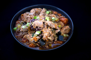 Korean Food Braised Spicy Chicken with glass noodle