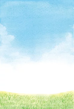 水彩 空と芝生 背景イラスト Stock イラスト Adobe Stock