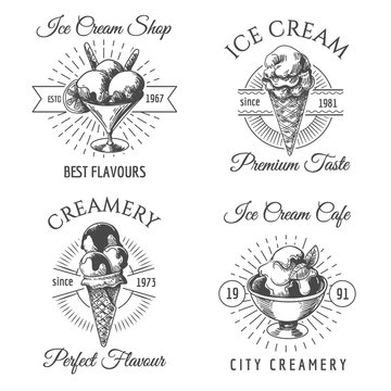 Ice cream sketch badges