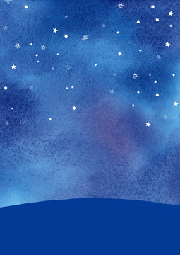 夜空 水彩 背景イラスト Stock イラスト Adobe Stock