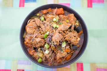 Korean Food Braised Spicy Chicken with glass noodle